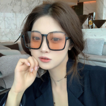 New fashion big frame sunglasses Orange big half frame square glasses driving shopping anti glare light face thin sun glasses
