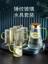 Glass cold water jug Nordic style tea set Family small set of cups with rack set Household light luxury style tea cup hospitality
