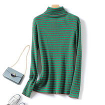 Italian Big Brands Foreign Trade Womens Clothing Mall Autumn Winter High Neckline With Slim Inner Lap Striped Knit Undershirt