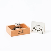 Jeancard creative wooden panda magnetic storage box Paper clip storage box Cute office desktop ornaments
