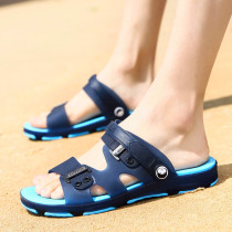 Sandals mens slippers mens summer one-word drag mens sandals and slippers fashion outside wear sandals non-slip hole slippers tide