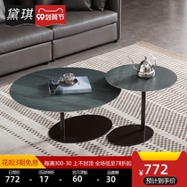 Italian simple marble round coffee table combination Nordic light luxury iron living room home sofa side small tea table