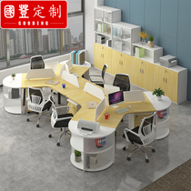 Desk six people simple modern staff office table and chair combination 3 6 4 People staff table fashion screen card holder