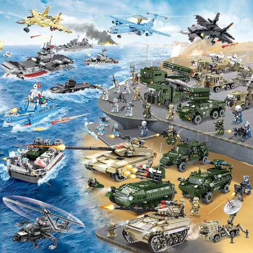 Детский кай Чжи 84070-97 море, земля и воздушные военные модель модели Blockmark военный танк-авиационный боевой самолеты игрушки