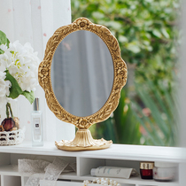 You livable Fancy Carved Mirror Cosmetic Mirror Table without lamp Desktop Bedroom dresser Light and luxurious retro