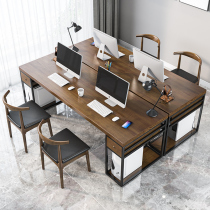 Solid wood office desk office table and chair combination desktop computer desk simple modern staff four-person Workbench