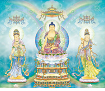 Oriental Three Holy Spirits Portrait Painting Pharmacist Glass Light Tathagata Daylight Moonlight Bodhisattva Buddha Painting Religious association