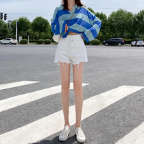 White High Waisted Denim Shorts Women Summer Thin loose 2021 New online Red Hot Sister A Words with Slim Hot Pants