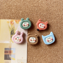 5 sets of cartoon cute animal pushpins Cork nail felt board Cork photo wall classroom board decoration decoration