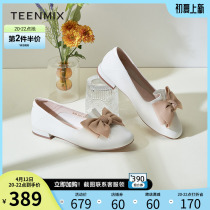 Day Beauty Shallow Mouth Single Shoes Woman 2022 Spring new butterfly knot One foot pedal 100 hitch casual shoes sweet and flat bottom shoes