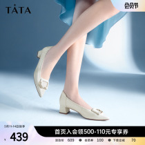 Tata he her bull leather head shoes female heels high heels in 2023 spring new X8KA1AQ3