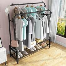 Simple clothes hat rack double pole style clothes hanger floor indoor folding clothes hanger sub-home bedroom clothes storage rack