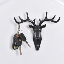 Porch hanger storage clothes hook hook creative non-perforated deer head Horn key rack household rack adhesive hook