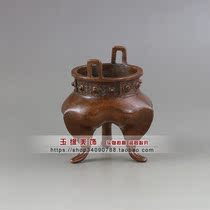 Retro do old pure copper red copper incense burner peach strands bent foot brass imitation copper antique bronze small ornaments