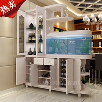 European-style living room entrance door with fish tank partition cabinet Entrance cabinet wine cabinet double-sided hall cabinet Shoe cabinet Foyer cabinet screen cabinet