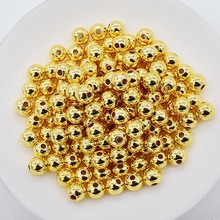 Чистая медь 24K золотая гладкая поверхность шарики шарики разбросанные шарики аксессуары diy ручные бусы браслеты ожерелье плетеные материалы