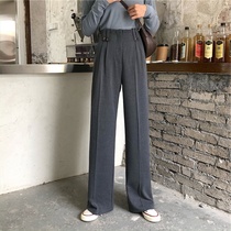 Wide-leg pants womens 2021 new Korean loose straight casual black suit pants high waist thin mopping trousers