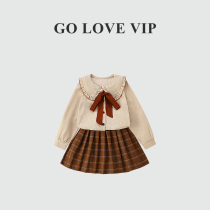 Japan Ulovazn childrens clothes ~ girls college wind suit foreign air baby with dress 100 hitch a couple of sets of children