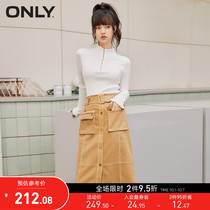 ONLY winter New style simple style A thin pocket pocket Plaid long skirt women) 12046S006