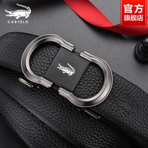 Crocodile Men Belt Genuine Leather Tide Young Cow Leather Belt Advanced Sensation Automatic Buckle Business Casual Minimalist Pants Strap
