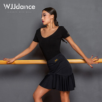 WJJdance Latin dance top womens new big U-neck short-sleeved modern national standard friendship practice clothes dance clothes summer