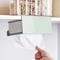 Wall-mounted cabinet door tissue holder Japanese Wrought iron free perforated kitchen paper storage rack Pumping paper rack Tissue storage box