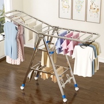 Stainless steel drying rack floor-to-ceiling folding indoor balcony outside quilt simple household baby clothes cold pole