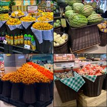 Supermarket fruit pile basket rattan fruit and vegetable display basket vegetable dry goods fresh display basket shelf Yonghui style
