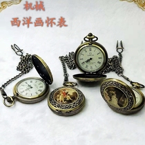 Antique crystal ball Mechanical watch Republic of China old clockwork pocket watch Watch Film props European Western watch