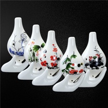 (Flagship Store) Green Flower Hand-painted Pottery Flute 6 Holes School Beginner instrument Tao flute Chinese sound C Tuning Tour View