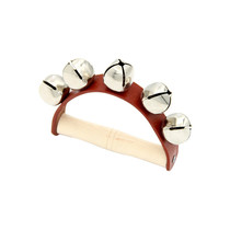 Professional flagship store music teaching aid percussion instrument wooden handle leather bell five bell leather rattle hand string bell hand crank