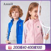 Anel boys and girls fleece horse clips spring and autumn clothes new middle and large childrens vest sleeveless coat tide