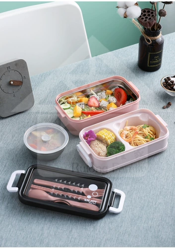 Вместительный и большой двухэтажный термос из нержавеющей стали, ланч-бокс, портативная детская посуда для школьников, нержавеющая сталь AISI 304