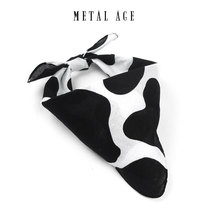 Cow pattern Y2K hot girl headscarf men and women trendy cool personality hip-hop dance hiphop Baotou Hip-hop square towel hair band headband