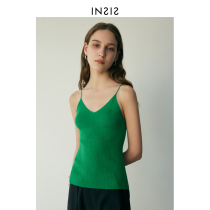 INSIS FEMME acetate fine shoulder strap knitted vest woman 2022 Summer new minimalist V collar design harness