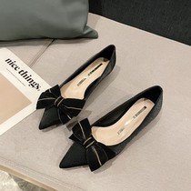 WUXIE Korean style high-end spring and autumn professional pointed shallow single shoes female chic bow work shoes