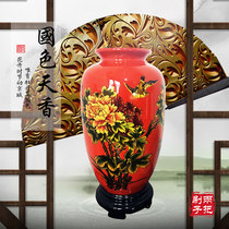  Tianshui Two Brushes carved lacquer vase Lacquerware specialty National Intangible 36cm peony rebirth vase