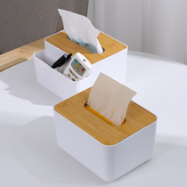 Japanese bamboo and wood tissue box Creative simple living room household paper box Napkin box Remote control storage box Roll paper box