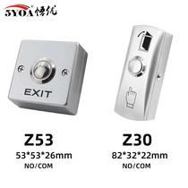 Open door switch narrow self-resetting metal access control switch panel strip stainless steel exit button with bottom box