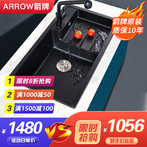 Wrigley quartz stone wash basin kitchen household large single tank sink lower stage Basin Granite black vegetable basin