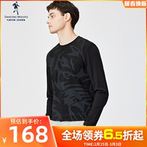 (Dark Print) Dancing with Wolves Crewneck Long Sleeve T-shirt Men's 2022 Spring New Cotton Bullet Pullover Backing Shirt