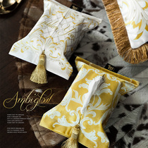 Fan Ju attitude Pearl European light luxury plush car tissue box living room tissue towel bag cloth art paper box