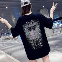  Foreign trade exports to France and Italy womens clothing more than single cut label big-name heavy industry hot diamond short-sleeved t-shirt womens ins top tide