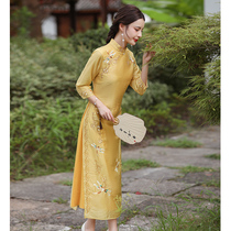 Improved version of cheongsam 2021 New Chinese style high-end temperament Ao Dai long embroidery retro slim dress
