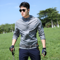 Outdoor mens sun protection skin clothes breathable sunscreen Anti-UV long sleeves Fast dry clothes sport windy fishing for summer
