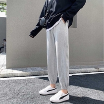 Sports pants womens pants loose toe feet autumn and winter wear thick high waist slim straight gray casual pants