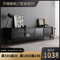 Addiga Beta full solid wood TV cabinet simple modern living room coffee table combination floor-standing light luxury black 2 meters