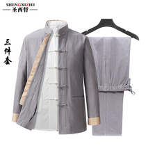 Tang suit male youth Chinese style suit linen mens coat spring tunic Hanfu tea suit