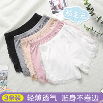 Girls safety pants Pure cotton summer thin section anti-light middle and large childrens insurance panties Girls three-point base shorts