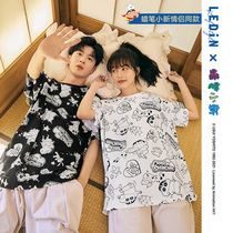 Lemachi Crayon Shin-Chan joint single pajamas couple with cute cartoon print T-shirt home clothes shirt